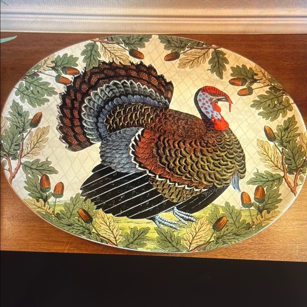 John detain Decorative Turkey Platter with Leaf Design